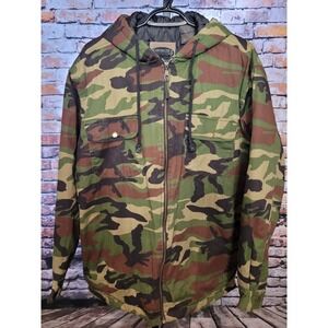 VTG Canyon Guide Camouflage Full Zip Hooded Hunting Quilted Jacket Men's Large